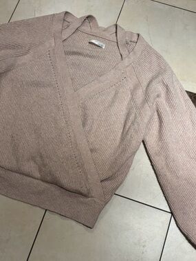 Anthropologie Blush Wrap V-Neck Knit Sweater